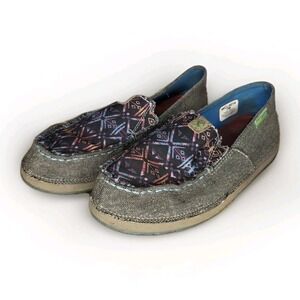 Twisted X Eco Dust & Blue Aztec Slip On Loafer Cruiser Driving Moc Toe Size US 7